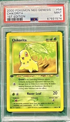 2000 POKEMON NEO GENESIS 1ST EDITION #54 CHIKORITA PSA 9 - Image 1 of 4