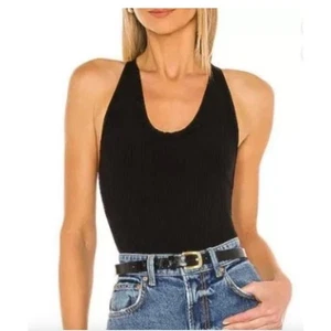 NWOT Free People Intimately Free Speed Dial Ribbed Bodysuit in Black sz. M - Picture 1 of 7
