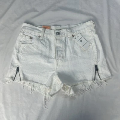 Levis 501 Shorts Womens 25 (fits 28x2) White Cutoff Booty Custom Altered Zippers - Image 1 of 4