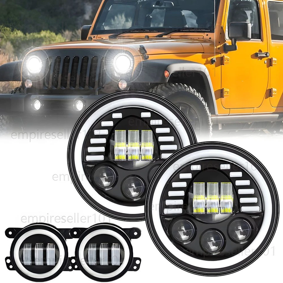 Faros antiniebla LED negros de 7"" para Jeep Wrangler JK TJ LJ 1997-2017 Foto 1 de 4