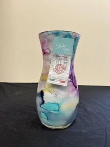 Franco Hand Blown Art Glass Multi Colored Vase Made in Italy Spring Colors  - Picture 1 of 6