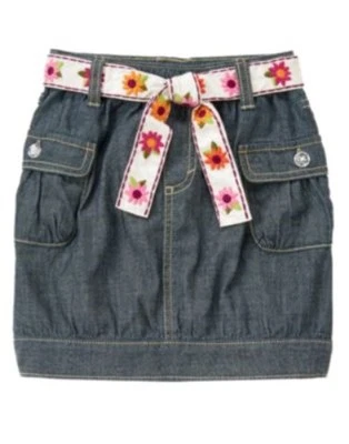 GYMBOREE WILD FOR ZEBRA CHAMBRAY CARGO BELTED SKIRT 3 4 5 6 7 8 9 10 12 NWT - Image 1 of 2