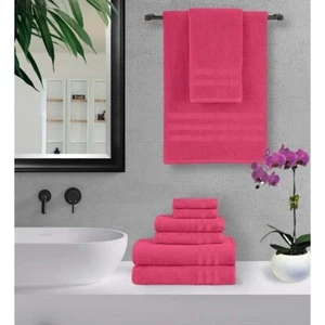 Toallas suaves 100 % algodón 600 GSM FACE tela toalla de mano sábana de baño rosa hotel - Imagen 1 de 12