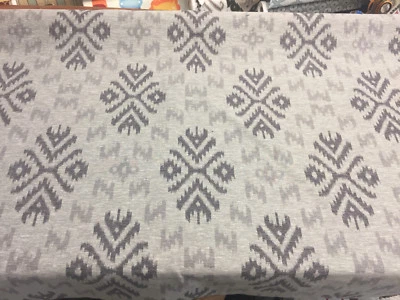Ikat Charcoal Cotton Polyester Drapery Brocade fabric by the yard  - Image 1 of 4