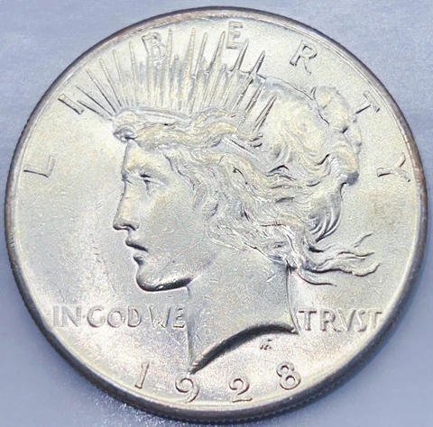 1928 AU/UNC Peace Silver Dollar Slider RD 399 Cover