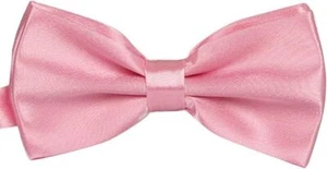 Mens Unisex Double Layer PreTied Adjustable Baby Pink Satin Dickie Bow Tie - Picture 1 of 2