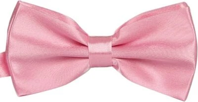 Mens Unisex Double Layer PreTied Adjustable Baby Pink Satin Dickie Bow Tie - Image 1 of 2
