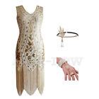 1920's Gatsby Charleston Dress Fringed Sequin Gown Vintage 20's Flapper Dresses