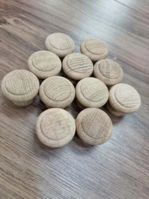 10 Oak Wooden Knobs Doors Solid Unfinished Oak - Image 1 of 2