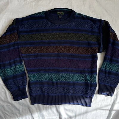 Suéter Tejido Pesado Colores Vintage por Alexander Julian Para Hombre M Rayas Grueso EE. UU. Foto 1 de 4