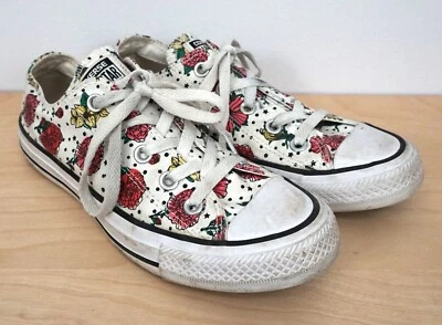 匡威 CONVERSE All Star 女式白色红色花卉圆点低帮运动鞋 6 码 — 第 1/4 张图片