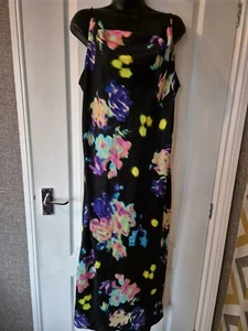 NEW River Island Vibrant Neon Tie Dye Effect Satin Evening Dress Size 18 - Picture 1 of 4