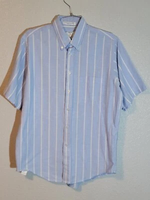 John Henry Camisa Abotonada Hombre Talla 16 Manga Corta Regular Rayas Azul Foto 1 de 4