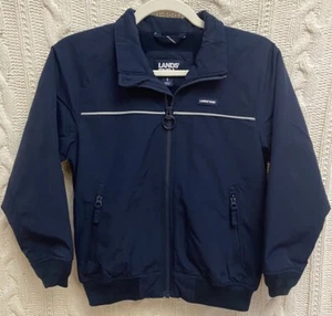 NWOT Kids Lands End 8 Heritage Squall Bomber Jacket Coat Navy Blue - Picture 1 of 8