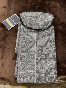 West Loop scarf Silver Gray Two Toned Fringed Jacquard long. New With Tags - Picture 1 of 3