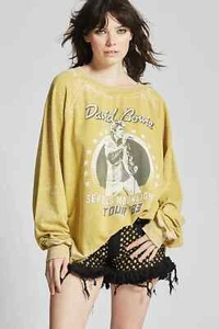 Recycled Karma David Bowie Serious Moonlight Tour '83 Mustard XS Sweatshirt - Picture 1 of 9