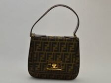 FENDI Zucca FF Mini Handbag Brown Gold Canvas Leather Women's  Japan Condition 7