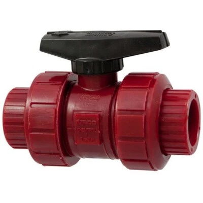 Chemtrol S65TB-V  1" Kynar Socket Ball Valve Red PVDF FKM 1CRT6 - Image 1 of 4