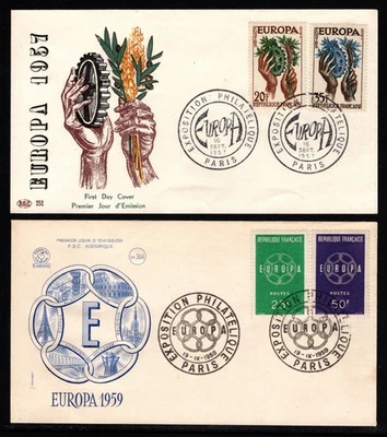 6 Paris Philatelic Exhibition FDC's w/ Europa Stamps 1957, 1959-1963 - Image 1 of 3