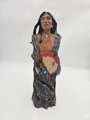 Estatua nativa americana Lakota pintada a mano indio masculino 16+ pulgadas de alto Foto 1 de 4
