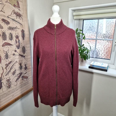 Cárdigan WoolOvers Cremallera Para Hombre S Borgoña 100% Lana de Cordero Tejido Cremallera Completa Jersey Foto 1 de 4