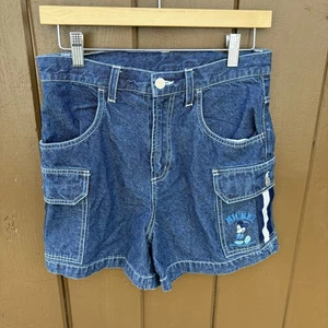 Vintage Mickey Unlimited Boys Blue Jean Shorts Embroidered Mickey Mouse Size 6/7 - Picture 1 of 12