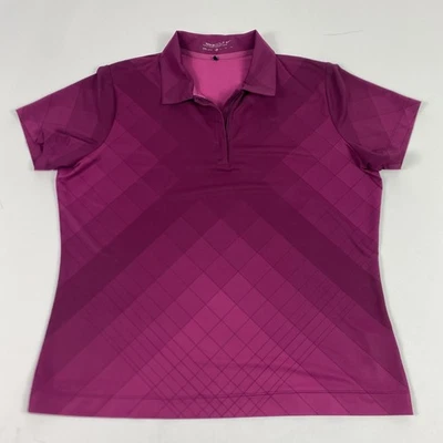 Nike Golf Dri-FIT Polo Mujer XL Rosa Magenta Argyle Elastizado Cuarto Cremallera Foto 1 de 4