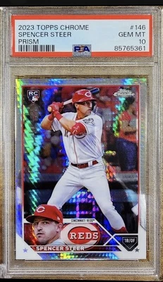 SPENCER STEER ( RC ) 2023 Topps Chrome #146 Prism Refractor (PSA 💎 MINT ( 10 )  - Image 1 of 4