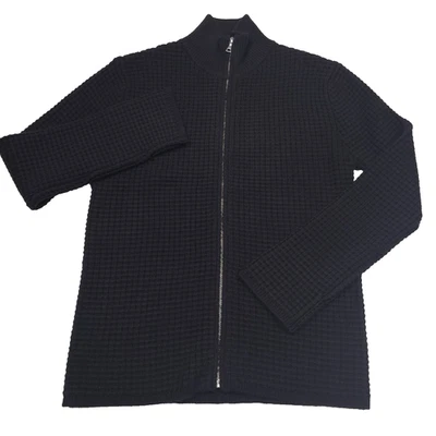 $498 John Elliott Black Wool Waffle Knit Full Zip Sweater Mens (2) Medium - Image 1 of 4