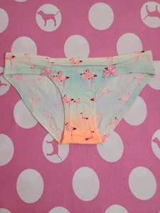 Neu mit Etikett Vintage VS PINK klassisches Baumwoll-Bikinihöschen extra niedriger Bund Größe M Flamingos - Bild 1 von 5
