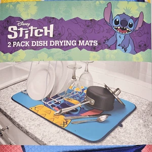 Paquete de 2 alfombrillas de secado de platos de cocina Disney Stitch 16" x 18" piña Aloha nuevas  - Imagen 1 de 5