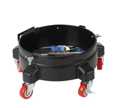 Auto Drive 12-inch Heavy Duty Plastic Garage Bucket Dolly, 5 Wheel with Lockable