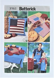 Grembiule grembiule non tagliato Butterick decorazione casa motivo da cucire 3561 bandiera americana cuscino - Foto 1 di 2