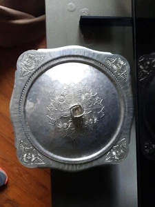 Continental Silver Co Wild Rose No 1058 Aluminum Dish & Cover Made in USA - Picture 1 of 6