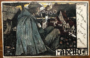 Old German Man  Smoking Pipe Munich 1900 Postcard - Picture 1 of 3
