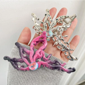 Lady Girl Claw Hair Clips Large Butterfly Shape Crystal Barrette Retro Accessory - Picture 1 of 12