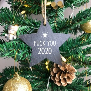 Personalisierte F*ck You 2020 Schiefer Stern Kugel Lockdown Hängedeko Geschenk - Bild 1 von 11