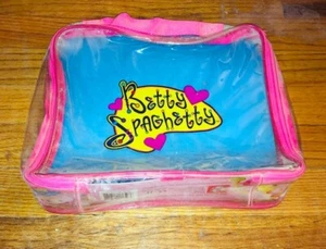 Betty Spaghetty Vintage Clear Pink Blue Storage Carry Bag Vintage Ohio Art - Picture 1 of 1