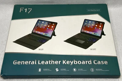 New F17 Wireless General Leather Keyboard Case for iPad Pro 12.9" W129T Black - Image 1 of 4
