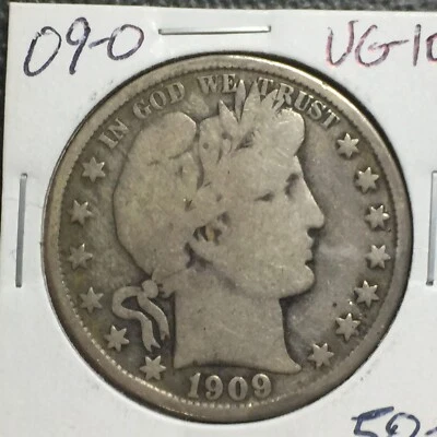 Полдоллара Барбера 1909-O VG-Fine LTY часть I и немного BR комбинированная доставка - Изображение 1 из 2