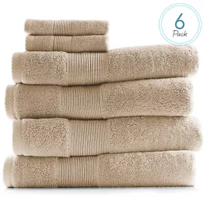 6 Pc Towel Set- 4 Bath Towels & 2 Washcloths Set 100% Cotton Ultra Soft 700 GSM - Picture 1 of 50