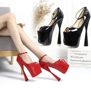 Wedding Peep Toe Drag Queen Mens Heels Platform Ankle Strap Red Big Shoes Plus A