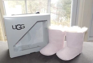 UGG Caden Baby Boots Booties Seashell Pink Suede Sheepskin Lining Infant 0-6M - Picture 1 of 11