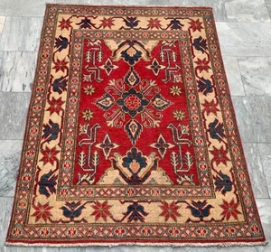 High Quality Afghan Handmade Kazak Rug, Floor Rug, Living Room Rug 4x5 ft - Picture 1 of 15