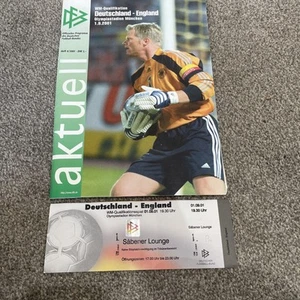 Germany v England 2001 World cup qualification Football programme & Ticket 1-5 - Picture 1 of 7