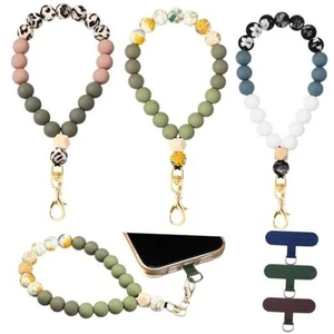 3 Pack Marble Silicone Beaded Phone Wrist Strap Cellphone Lanyard Dark Color - Zdjęcie 1 z 7