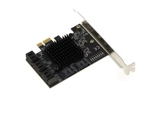 Pcie 3.0 1x Card with 8 SATA 6G Ports UEFI Chipset ASM1068 High and Low Profile - Picture 1 of 4