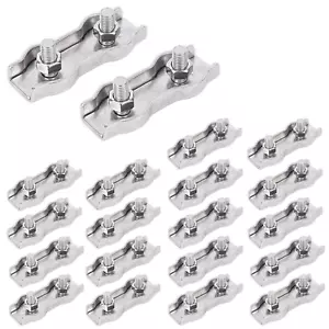 20 Stück m² Edelstahl Duplex Drahtseil Clip Kabelklemme, Doppelschraube Drahtkabine - Bild 1 von 12