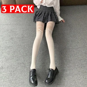 3Pcs Women Fake Garter Thigh Bow Sexy Mock Suspender Pantyhose Tights Stockings - Picture 1 of 10