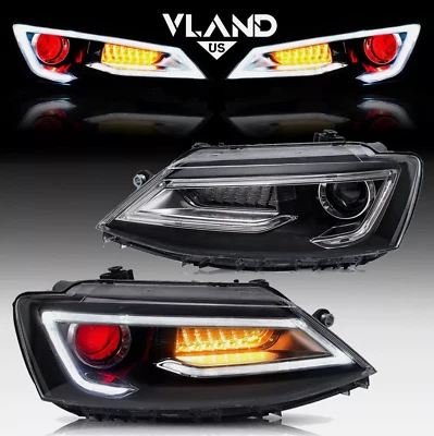 VLAND Headlights w/Demon Eye For 2011-2018 VW JETTA MK6 LED Front Lamps Assembly - Image 1 of 4